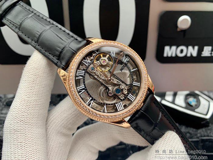 ROLEX勞力士 尊貴紳士 兩針鏤空 316精鋼針扣 自動機械 潮男腕表  wssb4657